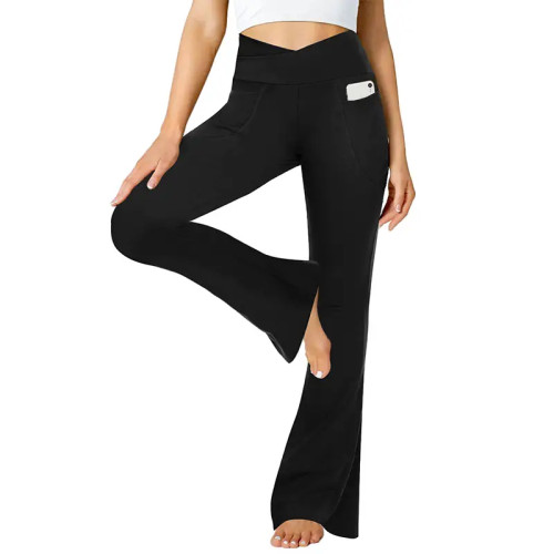 Custom Flare Yoga Pants for Women | Cross Waist Boot Cut Soft Wide Leg Leggings