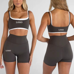 Custom Color Contrast Workout Set | Double Layer Sports Bra & High Waist Gym Leggings