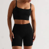 Custom Women’s High Elastic 2-Piece Yoga Set | Adjustable Strap Sports Bra & Sweat-Wicking Shorts