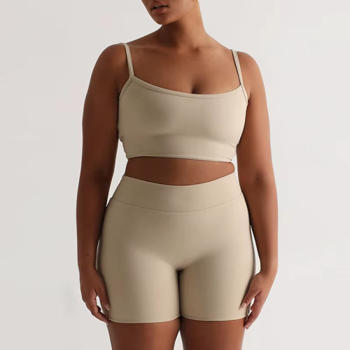 Custom Women’s High Elastic 2-Piece Yoga Set | Adjustable Strap Sports Bra & Sweat-Wicking Shorts