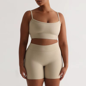 Custom Women’s High Elastic 2-Piece Yoga Set | Adjustable Strap Sports Bra & Sweat-Wicking Shorts