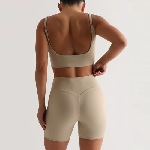 Custom Women’s High Elastic 2-Piece Yoga Set | Adjustable Strap Sports Bra & Sweat-Wicking Shorts