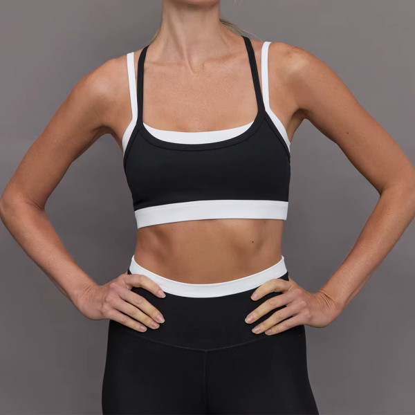 Soutien-gorge de sport personnalisé à double couche contrastée | Soutien-gorge de fitness classique et élégant pour femmes