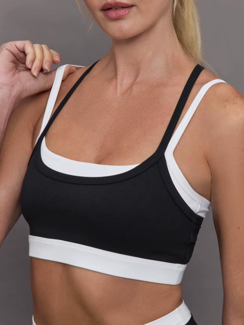 Custom Double Layer Contrast Sports Bra | Stylish Classic Gym Fitness Bra for Women