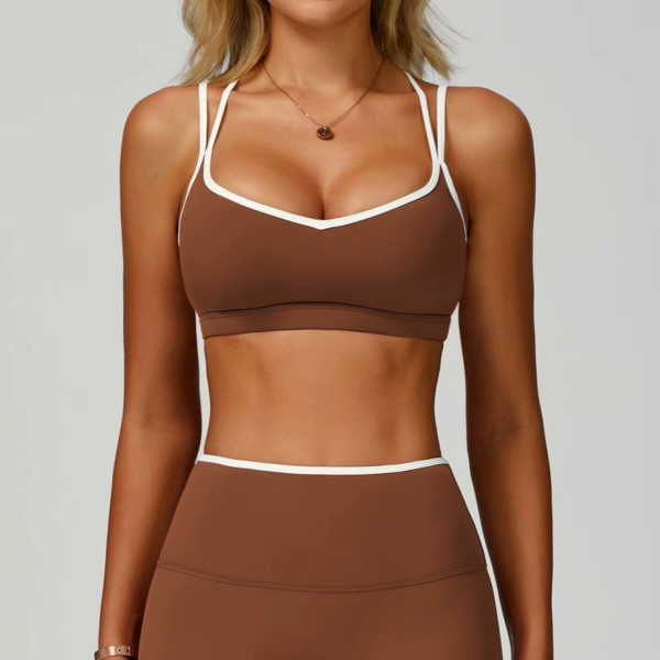 Débardeur de sport personnalisé pour femme | Haut de yoga court, respirant et hautement élastique avec soutien-gorge intégré