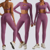 Custom 4-Piece Women's Gym Set | Sports Bra, Long Sleeve Crop Top, Zip-Up Yoga Jacket & Leggings