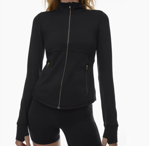 Custom Women's Yoga Jacket | Sustainable, Breathable & High Elastic Long Sleeve Workout Top | Mock Neck Zip Activewear OEM
