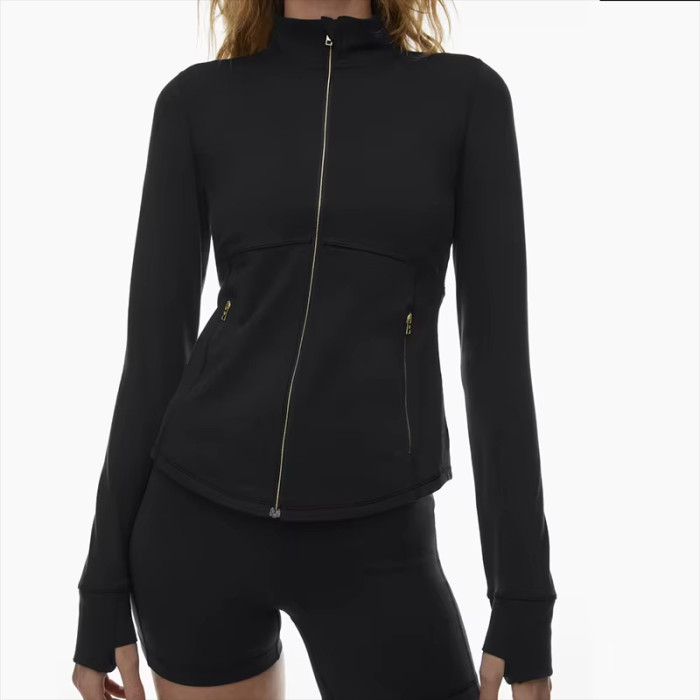 Custom Women's Yoga Jacket | Sustainable, Breathable & High Elastic Long Sleeve Workout Top | Mock Neck Zip Activewear OEM