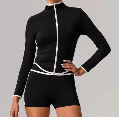 Women's Tummy Control Yoga Jacket | High Elastic Long Sleeve Zip Up Workout Top with Thumb Holes | Plus Size Fitness OEM