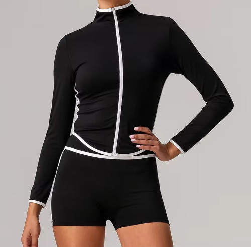 Women's Tummy Control Yoga Jacket | High Elastic Long Sleeve Zip Up Workout Top with Thumb Holes | Plus Size Fitness OEM