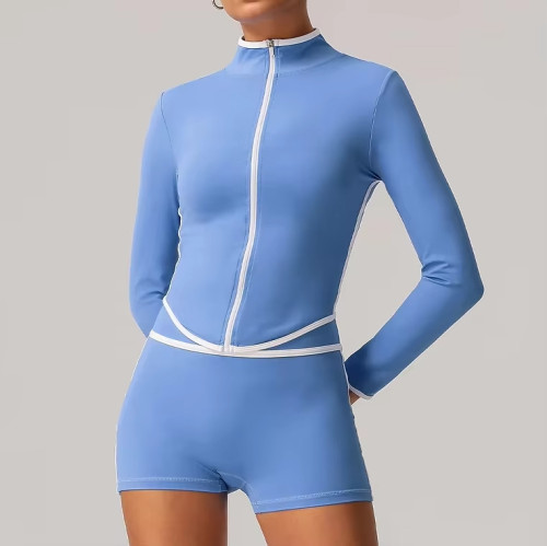 Women's Tummy Control Yoga Jacket | High Elastic Long Sleeve Zip Up Workout Top with Thumb Holes | Plus Size Fitness OEM