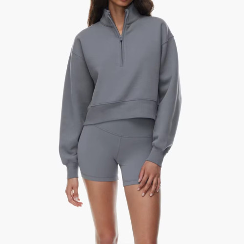 Custom Women's Half-Zip Crop Windbreaker | Soft Lightweight Loose Fit Casual Jacket