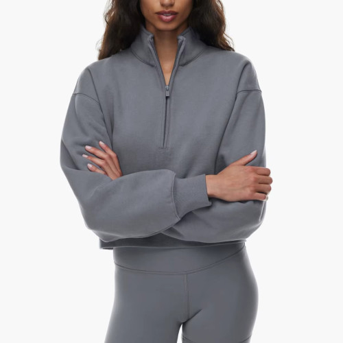 Custom Women's Half-Zip Crop Windbreaker | Soft Lightweight Loose Fit Casual Jacket