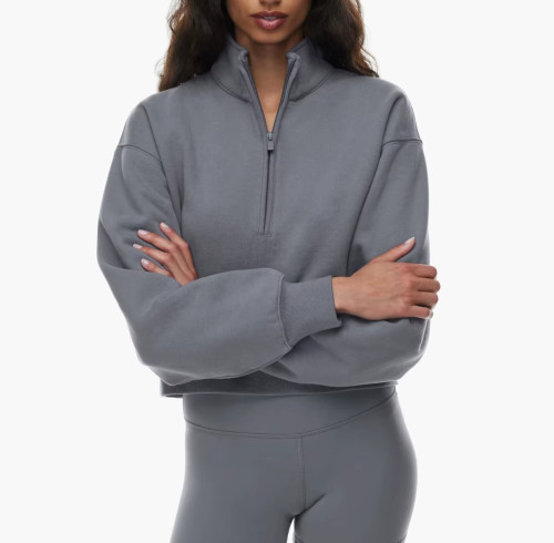 Custom Women's Half-Zip Crop Windbreaker | Soft Lightweight Loose Fit Casual Jacket