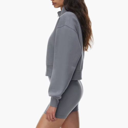 Custom Women's Half-Zip Crop Windbreaker | Soft Lightweight Loose Fit Casual Jacket