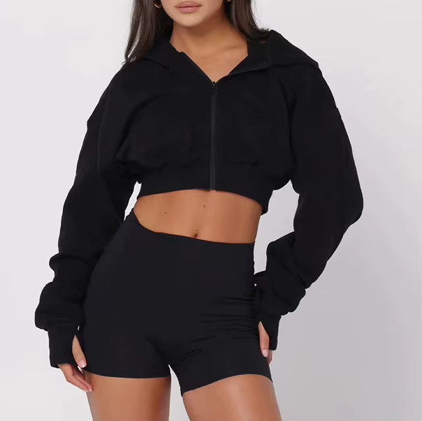 Zip-Up Fitness Yoga Jacket  Loose Fit Drop Shoulder Jacket