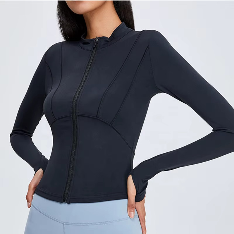 Zip-Up Fitness Yoga Jacket  Slim Fit Gym Top for Women