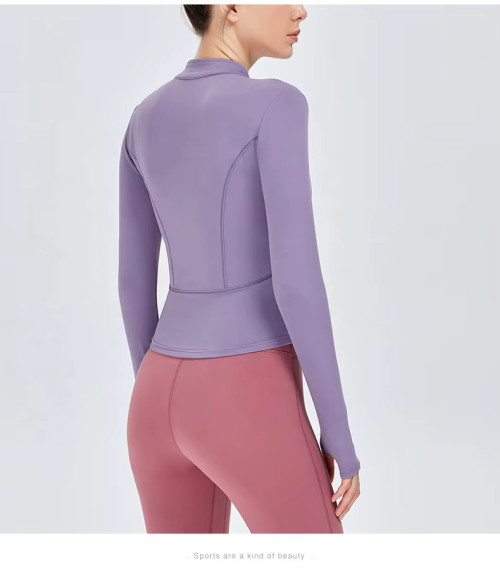 Premium Slim Fit Gym Top for Women | Breathable Spandex Long Sleeve Sportswear | Summer Yoga Fitness Workout In-Stock OEM