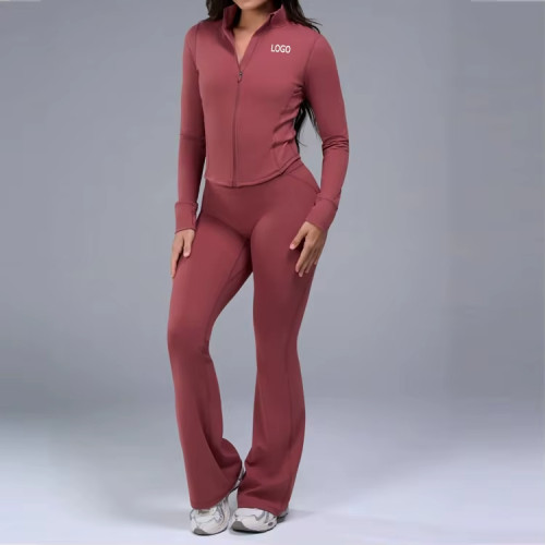 Women's Custom Yoga Jacket | Cropped Zip Up Fitted Training Top with Sleeve Thumbholes | Stretchy Running Gym Activewear OEM