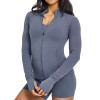 Women's Running Jacket | Full Zip Athletic Workout Top with Thumb Holes & Zipper Pockets | Yoga Fitness Gym Activewear OEM
