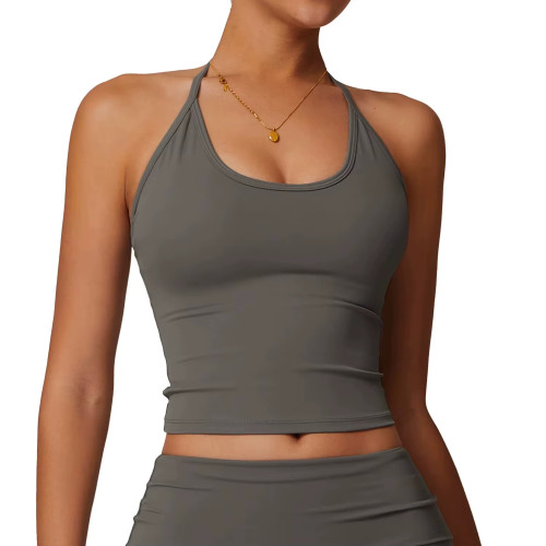 Custom Women's Open-Back Yoga Vest | Skin-Friendly Slim Fit Sleeveless Sports Top