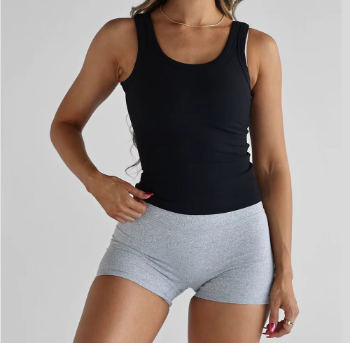 Custom Women's High Neck Scoop Tank Top | Nylon Spandex Slim Fit Gym & Yoga Vest