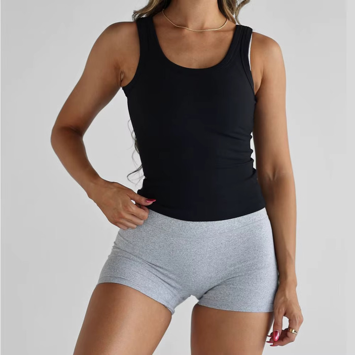 Custom Women's High Neck Scoop Tank Top | Nylon Spandex Slim Fit Gym & Yoga Vest