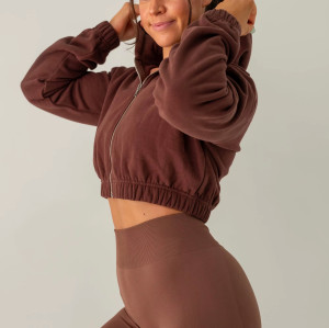 Custom Logo Zip-Up Hoodie | Cropped Heavyweight Sweatshirt Jacket with Printing Options