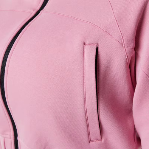 Women's Zip-Up Jacket And High-Waist Shorts Set | Pink Pocket Zip Jacket + Sweat Shorts | OEM/ODM Private Label Manufacturer