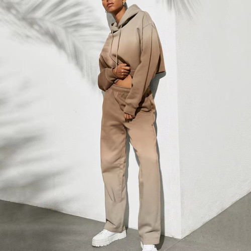 Women's Ombre Hoodie Sweat Suit Set | Drawstring Casual Streetwear Tracksuit | OEM/ODM Private Label Manufacturer