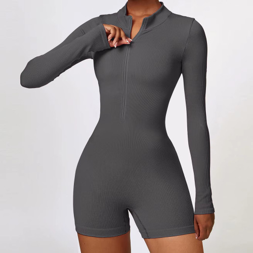 Women's Ribbed Slim Fit Short Jumpsuit | Elegant Workout Yoga Romper | OEM/ODM Private Label Manufacturer