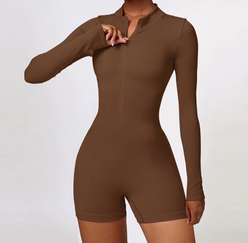 Women's Ribbed Slim Fit Short Jumpsuit | Elegant Workout Yoga Romper | OEM/ODM Private Label Manufacturer