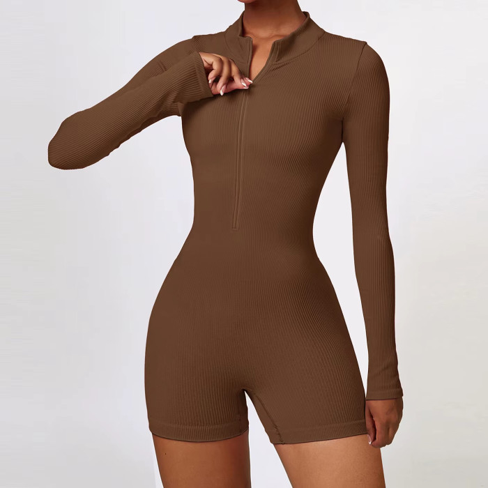 Women's Ribbed Slim Fit Short Jumpsuit | Elegant Workout Yoga Romper | OEM/ODM Private Label Manufacturer