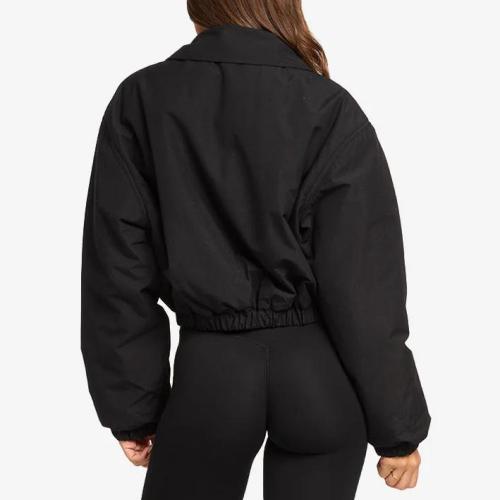 Women's Cropped Oversized Bomber Sports Jacket OEM | Workout Training Zip Jacket Manufacturer