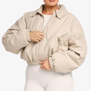 Women's Cropped Oversized Bomber Jacket OEM | Gym Warm-Up & Training Sports Outerwear