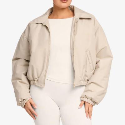 Women's Cropped Oversized Bomber Jacket OEM | Gym Warm-Up & Training Sports Outerwear