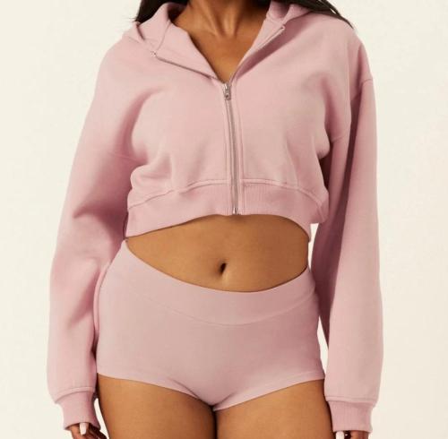 Women's Cropped Zip Hoodie OEM | Lightweight Training & Athleisure Sportswear Manufacturer