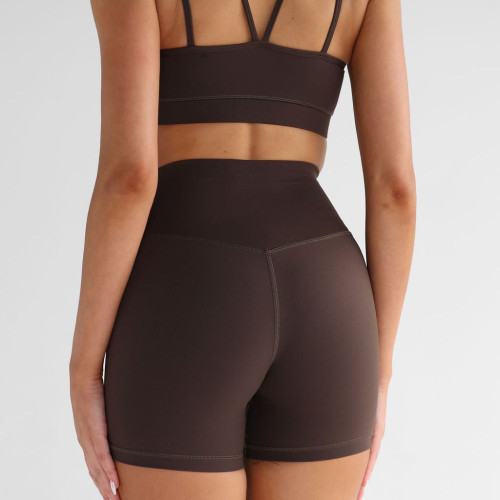 Custom High Waist Biker Shorts Manufacturer | Minimal Seam Design 4-Way Stretch Quick-Dry Fabric Yoga Shorts