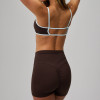 Custom Contrast Trim Yoga Set Manufacturer | Scoop Neck Bra And High Waist Shorts | Quick-Dry Stretch Yoga Set