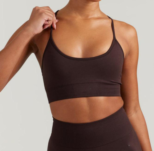 Women's Spaghetti Strap Sports Bra OEM | Scoop Neck Ribbed Underband High Stretch Yoga Bra