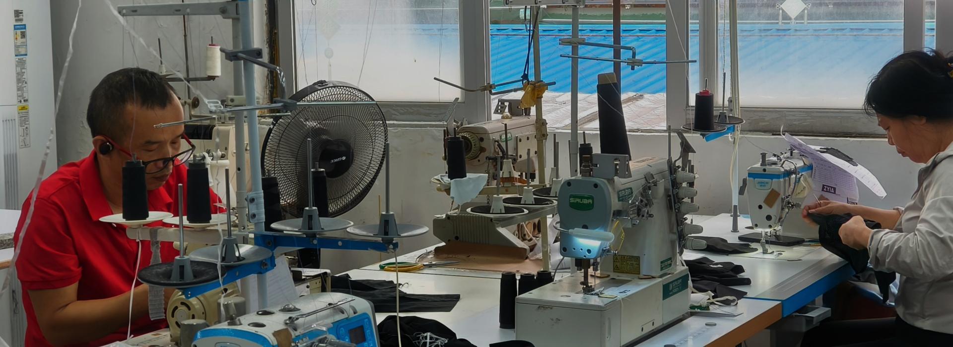 Activewear sewing production line at Bloomto factory