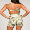 Custom Floral Ribbed Yoga Jumpsuit | Square Neck Romper with Pockets