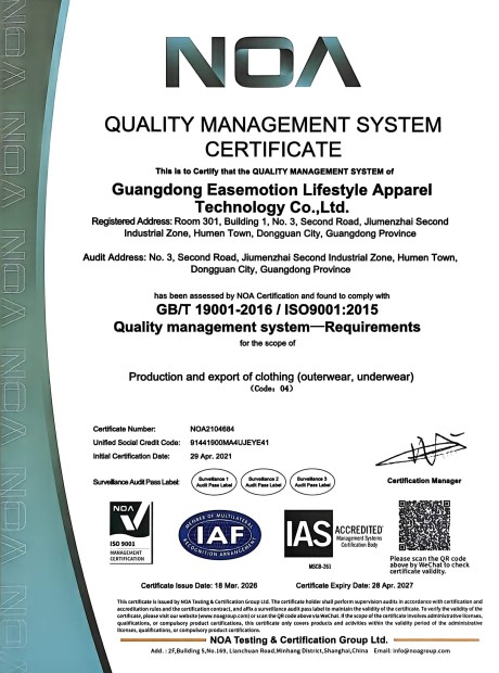 ISO 9001:2015 Quality Management System Certificate