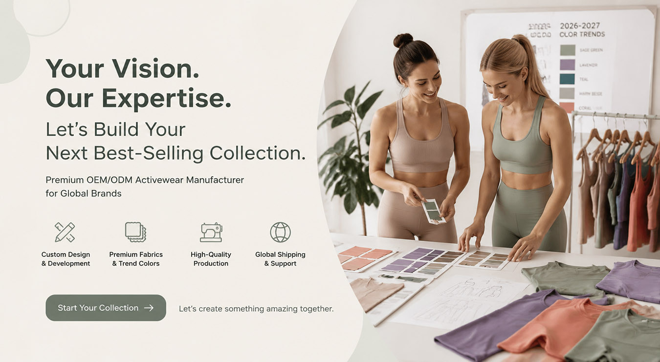 Your Vision. Our Expertise. Let's Build Your Next Best-Selling Collection. Premium OEM/ODM Activewear Manufacturer for Global Brands
