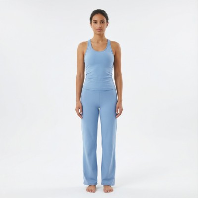 Custom Light Blue Yoga Set – Tank Top & Wide-Leg Pants