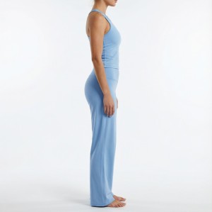Custom Light Blue Yoga Set – Tank Top & Wide-Leg Pants