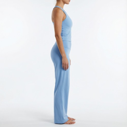 Custom Light Blue Yoga Set – Tank Top & Wide-Leg Pants
