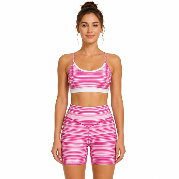 Custom Women's Striped Yoga Set Two-Piece Yoga Set Manufacturer