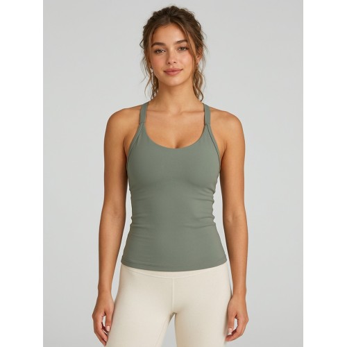 Custom Women Adjustable Straps Yoga Tank Top | Custom Scoop Neck Longline Workout Camisole