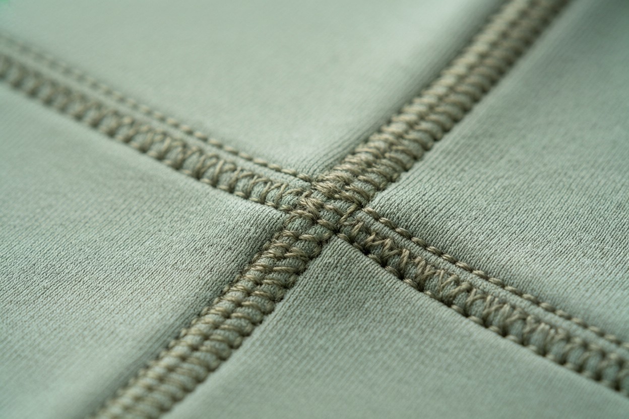 Flatlock seam stitching detail